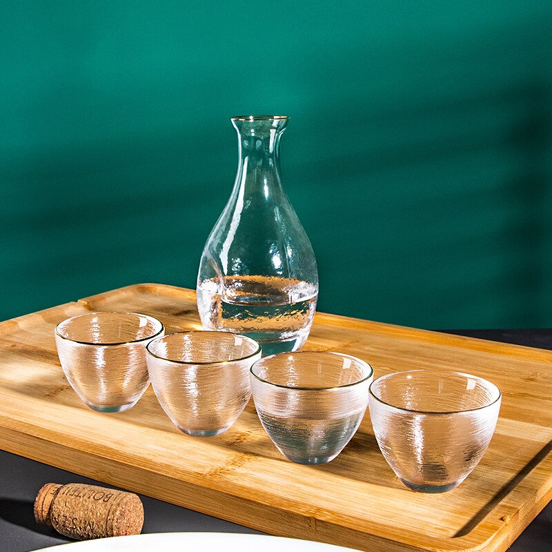 Japanese Glass Wine Set Sake Glass Pot Ice Jug Flagon Liquor Spirits Shochu Cups Wine Bottle Drinkware Bar Set