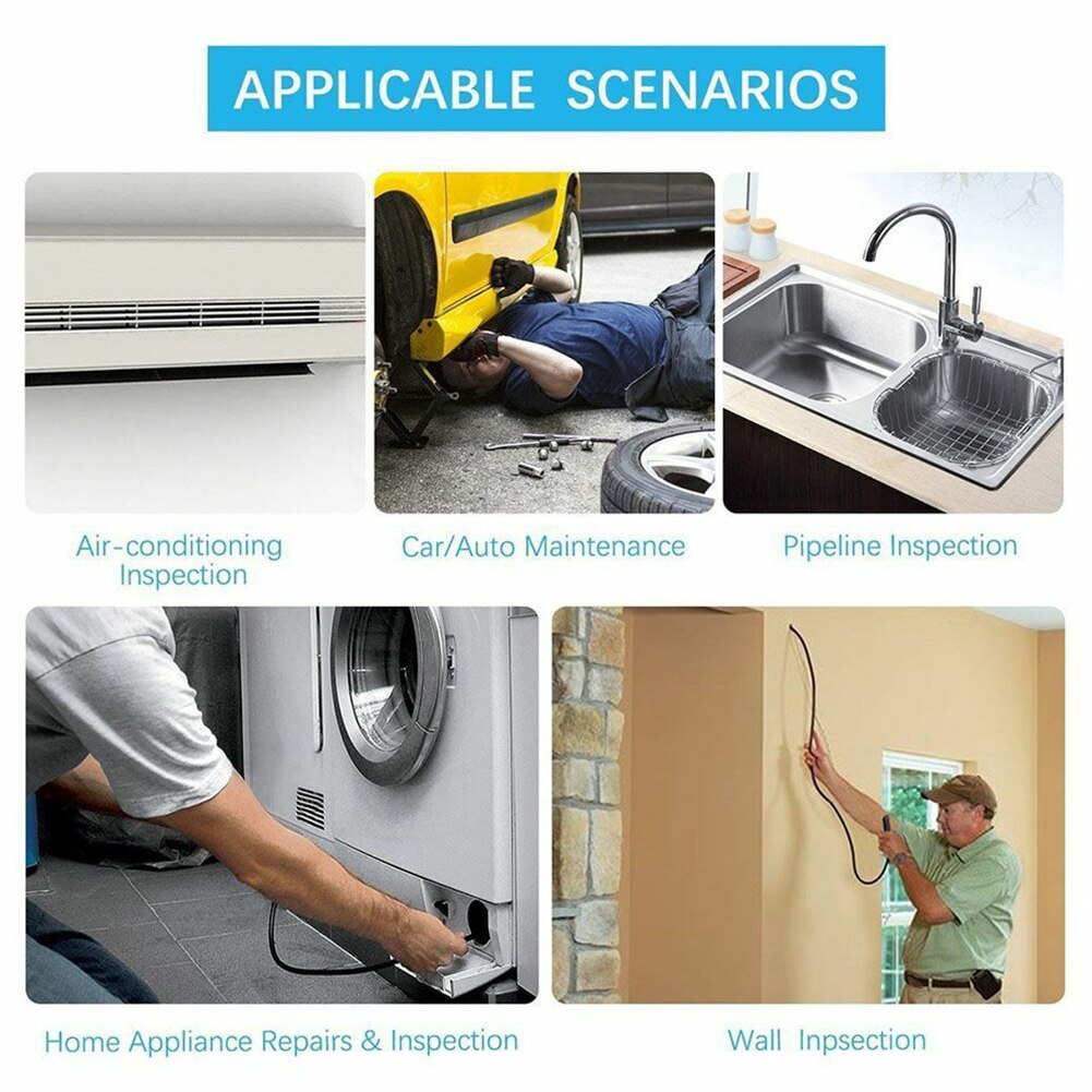 Endoscope industriel ordinateur portable noir Flexible 3 In1 type-c 6 Led Inspection vidéo HD caméra Endoscope USB IP67 étanche Endoscope