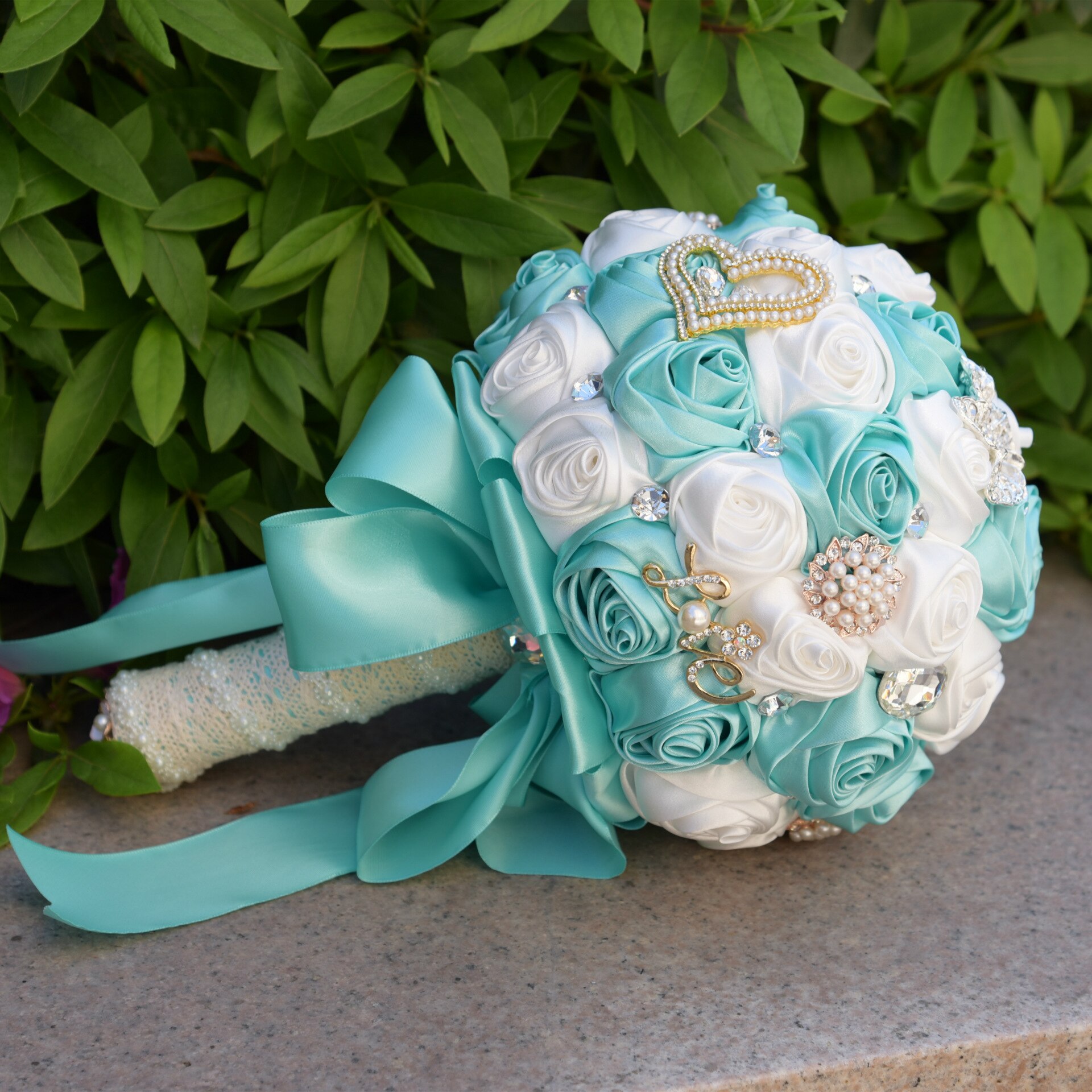 20cm Verschillende Kleur Verschillende Stijlen van Handgemaakte Bloem Gril Wand Decoratie Bruid Bruiloft Bruid Bedrijf Bloemen Parels Bouqet: color 4