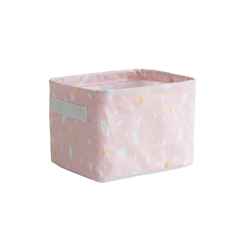 Caja de cesta de tela para el hogar, estuche de lino para cosméticos, contenedor de papelería de escritorio, organizador de maquillaje, cesta de almacenamiento: D