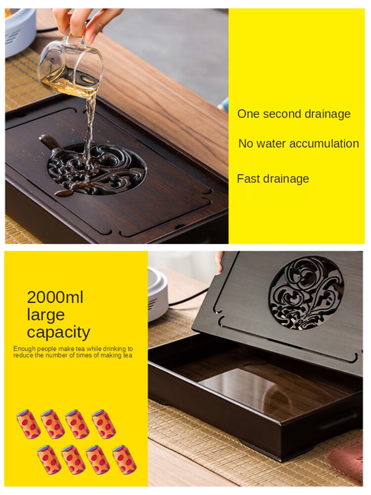 Household Luxury Modern Tea Set Tray Tea Table Simple Small Tea Sea kung-Fu Water Storage tray Round Rectangular Tray