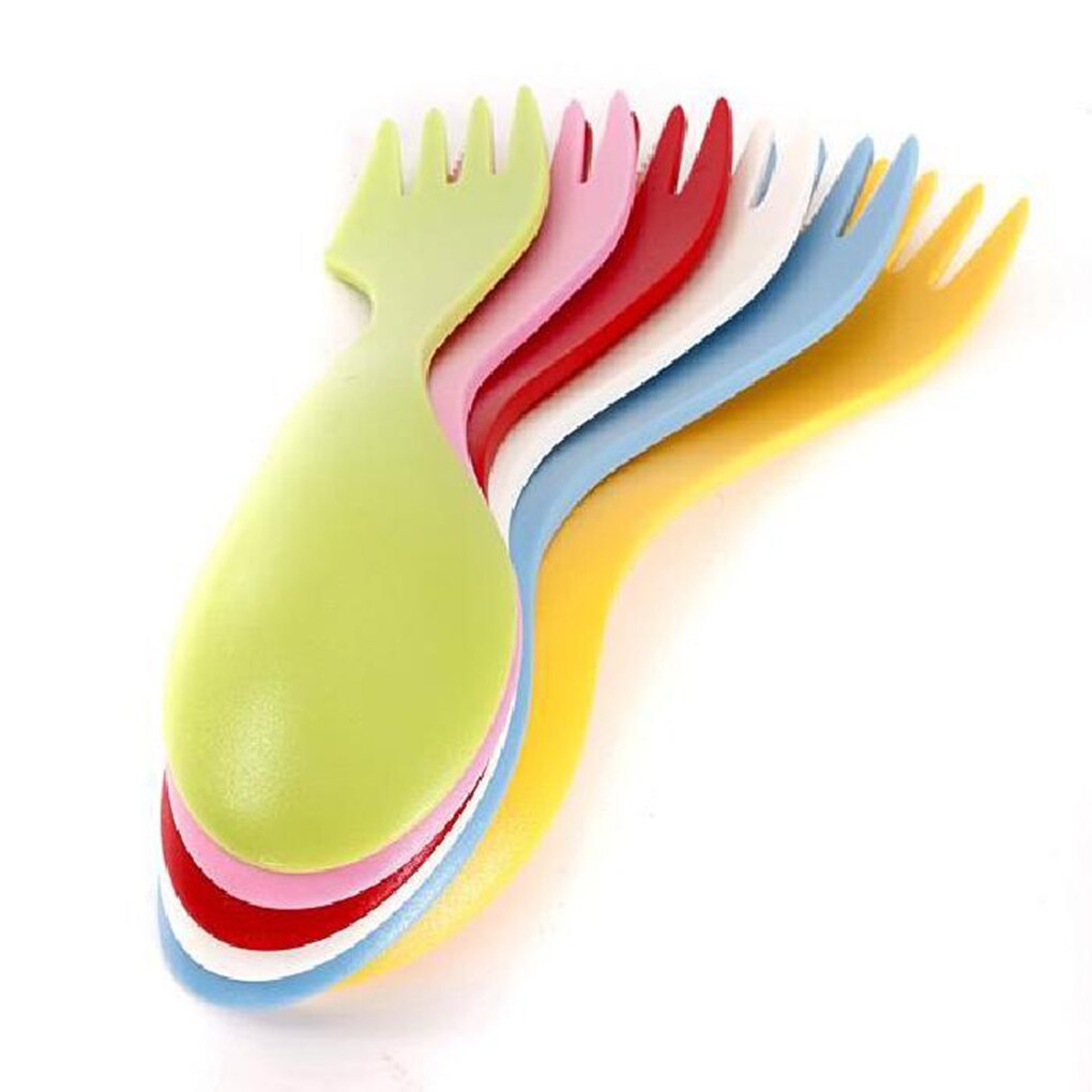 6PCS Multi Colors Spoon With Fork Gadget Cutlery Camping Hiking Utensils Combo Travel Gadget Cutlery