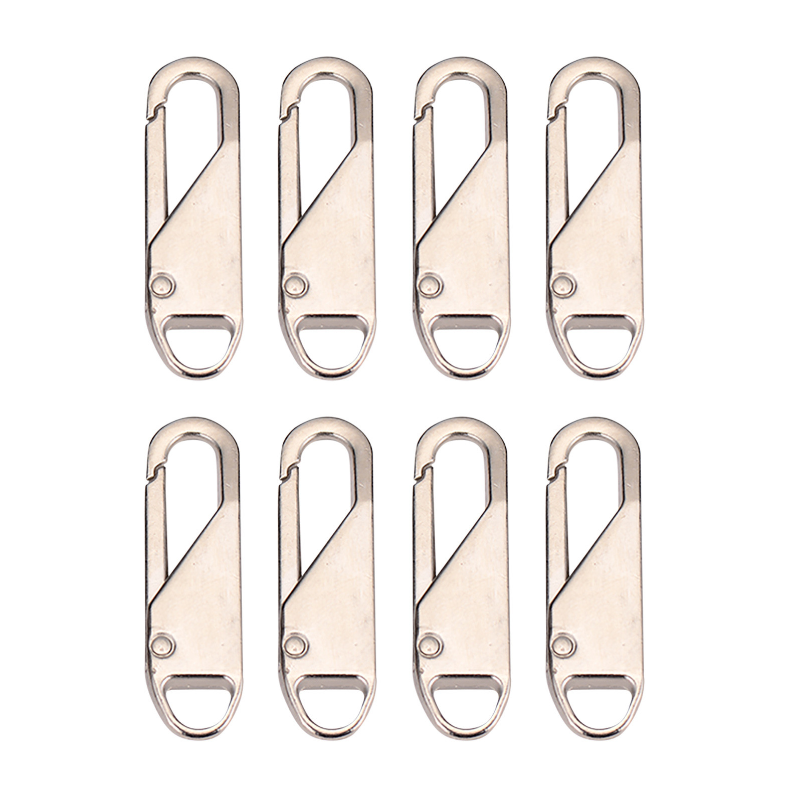 8PCS Universal Detachable Zipper Puller Metal Rubber Zipper For Bags And Clothes Zipper Sliders Diy Sewing Craft Sewing Kits: Silver
