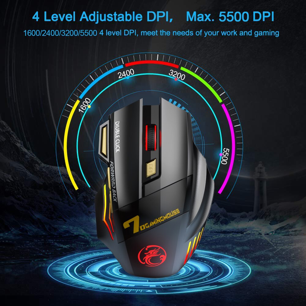 Rgb Draadloze Muis Gamer Computermuis Ergonomische Gaming Muis Stille Oplaadbare Muis Draadloze Usb Muis Voor Laptop Pc