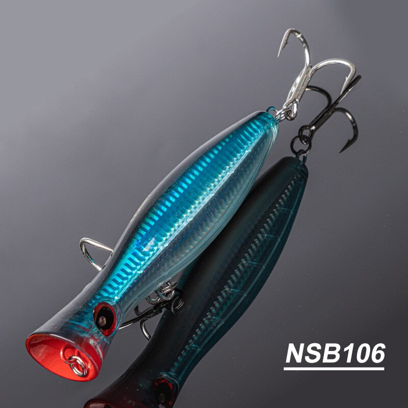 Señuelos de pesca Noeby Popper, 12cm, 43g, 16cm, 78g, 20cm, 150g, Wobbler flotante de agua salada, cebo duro Artificial para señuelo de pesca GT: 55 mm / Rojo y verde
