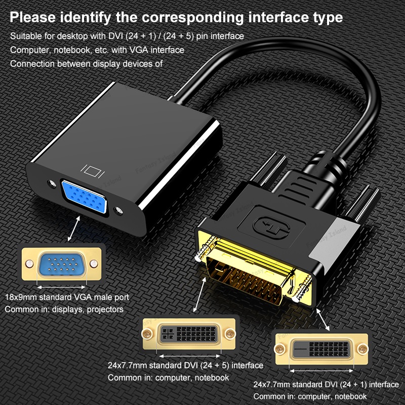 HW-2218 DVI to VGA conversion cable computer monitor connection cable dvi24 + 1 revolution to VGA female adapter kvm