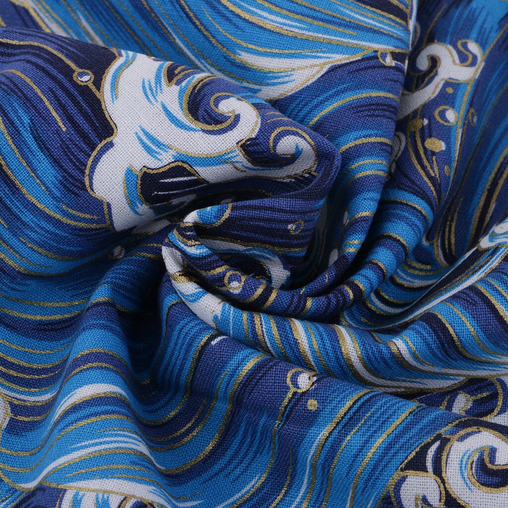 100% Cotton Fabric Japanese Style Ocean Wave Upholstery Cushion Cloth Crafts