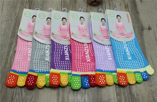 Women&#39;s Five Fingers Cotton Socks 5 Pairs/Lot Colorful Funny Toe Socks Ladies Breathable Anti-skid Pilates Massage Socks: Default Title