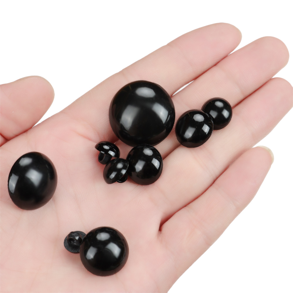 Ojos sólidos de plástico negro para muñeca de oso, marioneta de felpa, juguete, nariz, Animal, botón de costura, accesorios, 50 piezas