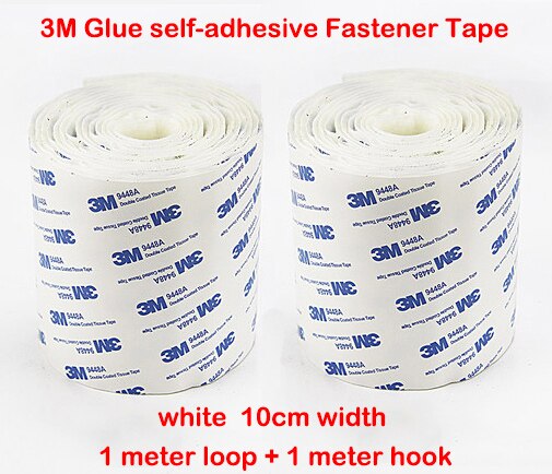 100Mm/110Mm Breedte Sterke Zelfklevende Klittenbandsluiting Tape Nylon Sticker Klittenbandsluitingen Lijm Met lijm Voor Diy Accessoires: white 100mm 1meter