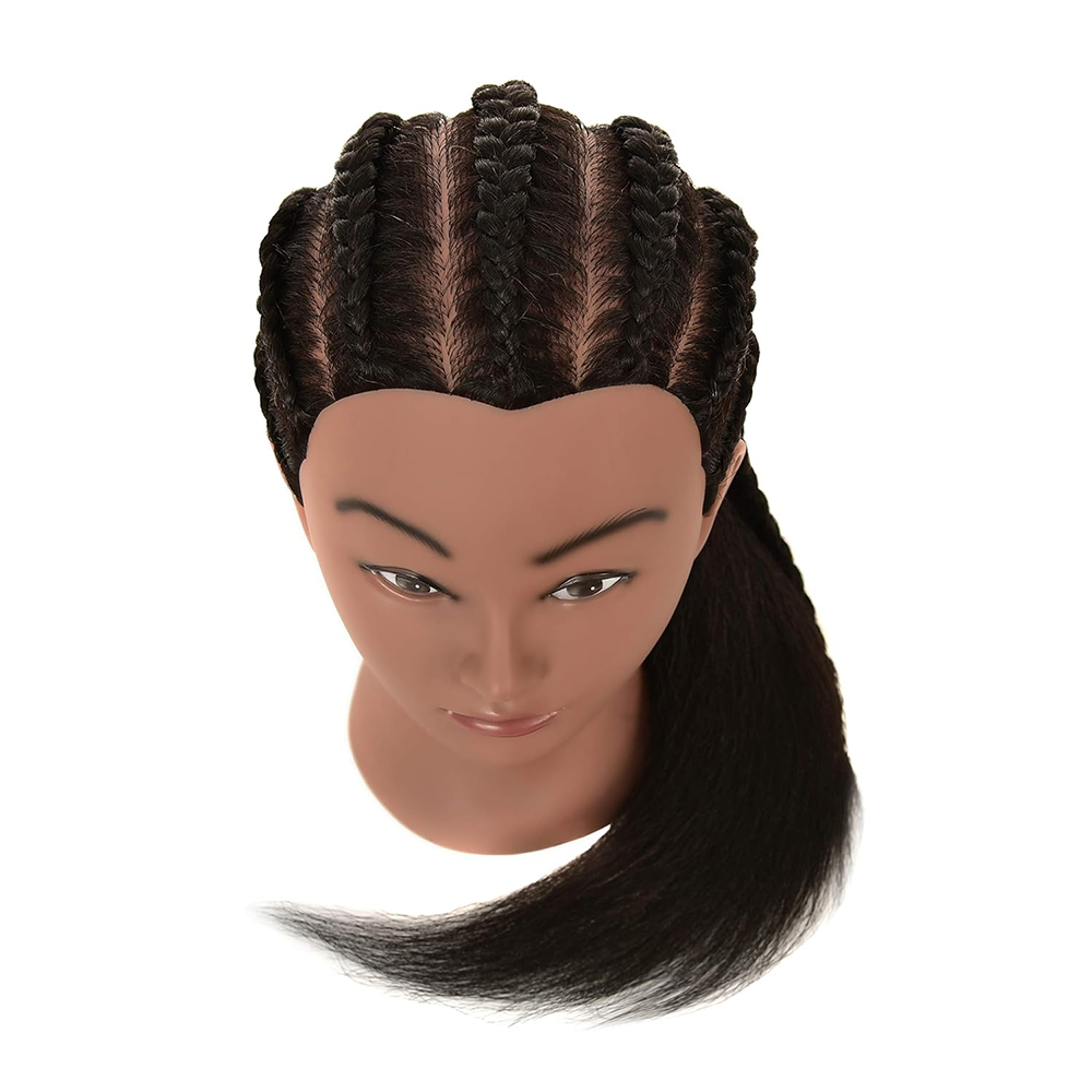 14 cali afrykańska głowa manekina z prawdziwymi włosami głowy Afro profesjonalna stylizacja plecionka trening Hairart fryzjer fryzjerstwo
