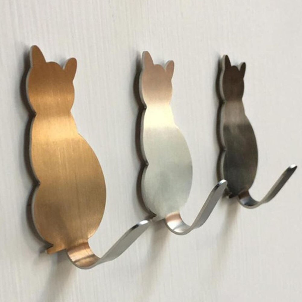 2 Stuks Sleutels Hanger Kat Staart Vormige Keuken Metalen Haak Sleutelhouder Muur Deur Hanger Decoratieve
