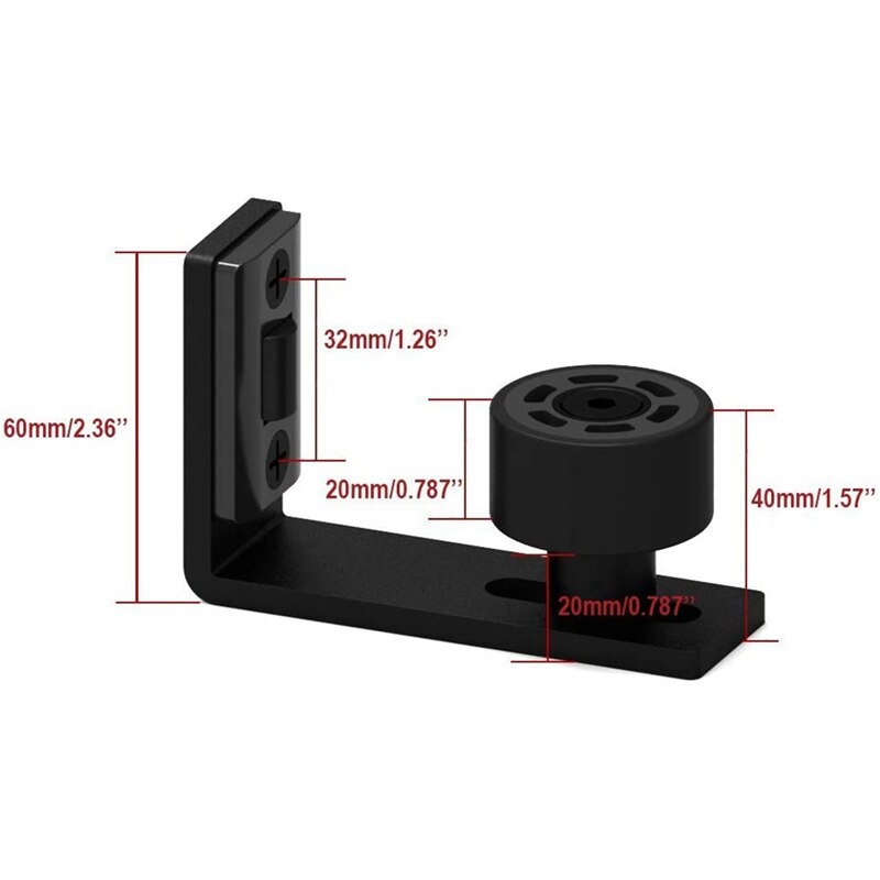 2Pcs Vloer Gids Flush Bodem Schuifdeuren Schuur Deur Vloer Gids Met Verstelbare Roller Muur Mount System Black