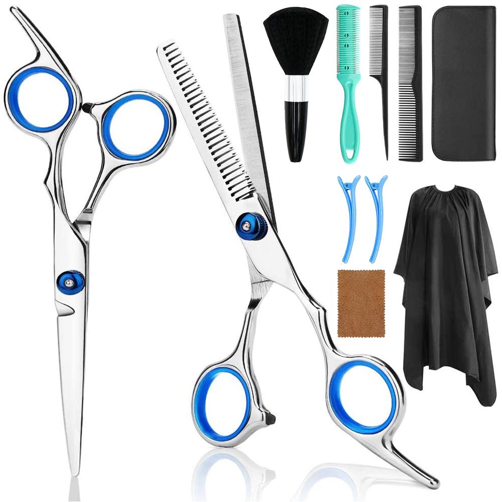 11 Pcs Hairdressing Scissors Kit Hair Cutting Scissors Hair Scissors Tail Comb Hair Cape Hair Cutter Comb