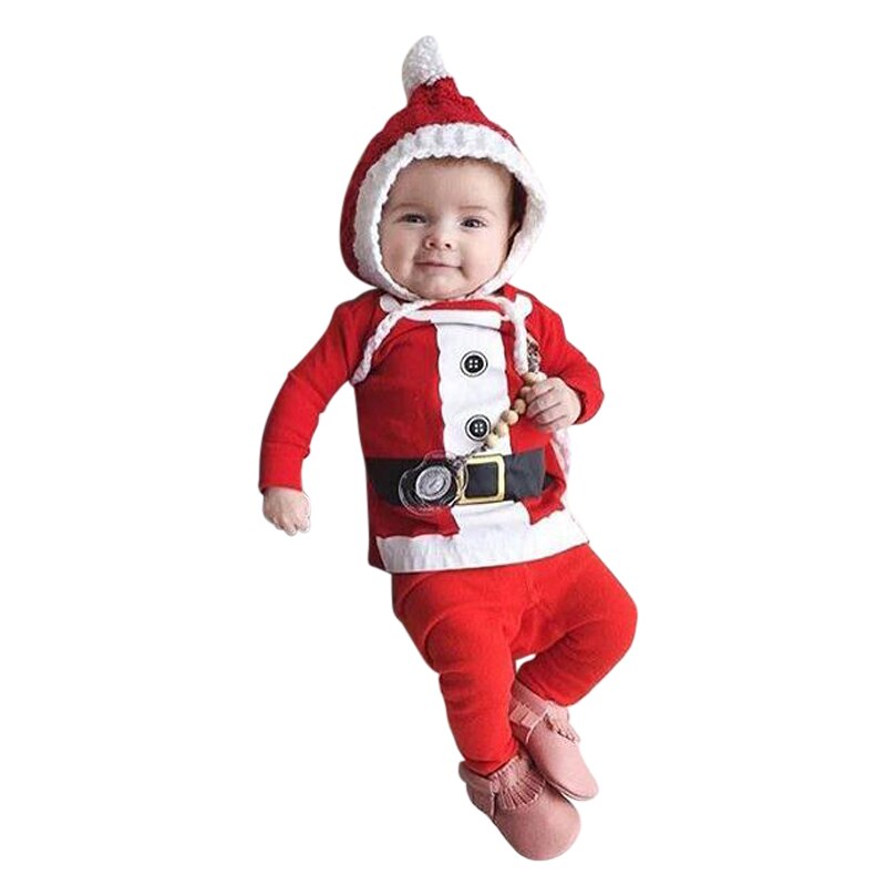 Autumn and Winter 2Pcs Toddler Kids Long Sleeve Red Set Baby Boy Girls Outfits Christmas Baby Pajamas Sleepwear Set