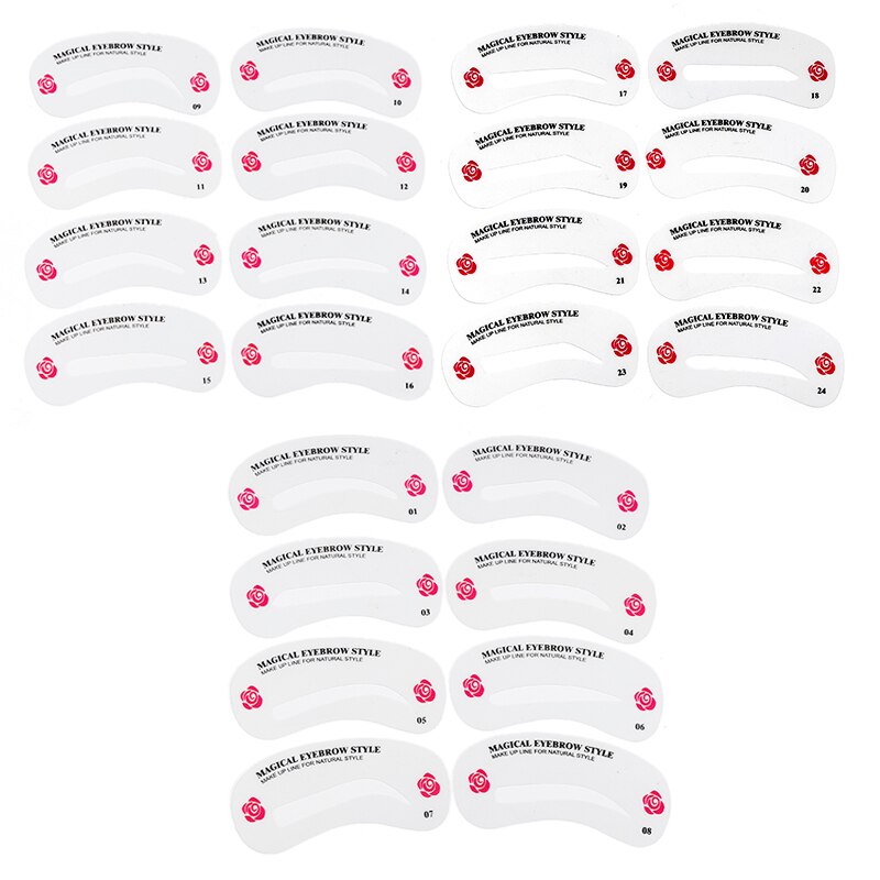 24 Pcs DIY Eyebrow Stencils Set Reusable Eye Brow Drawing Guide Styling Grooming Template Card Makeup Assistive Devices