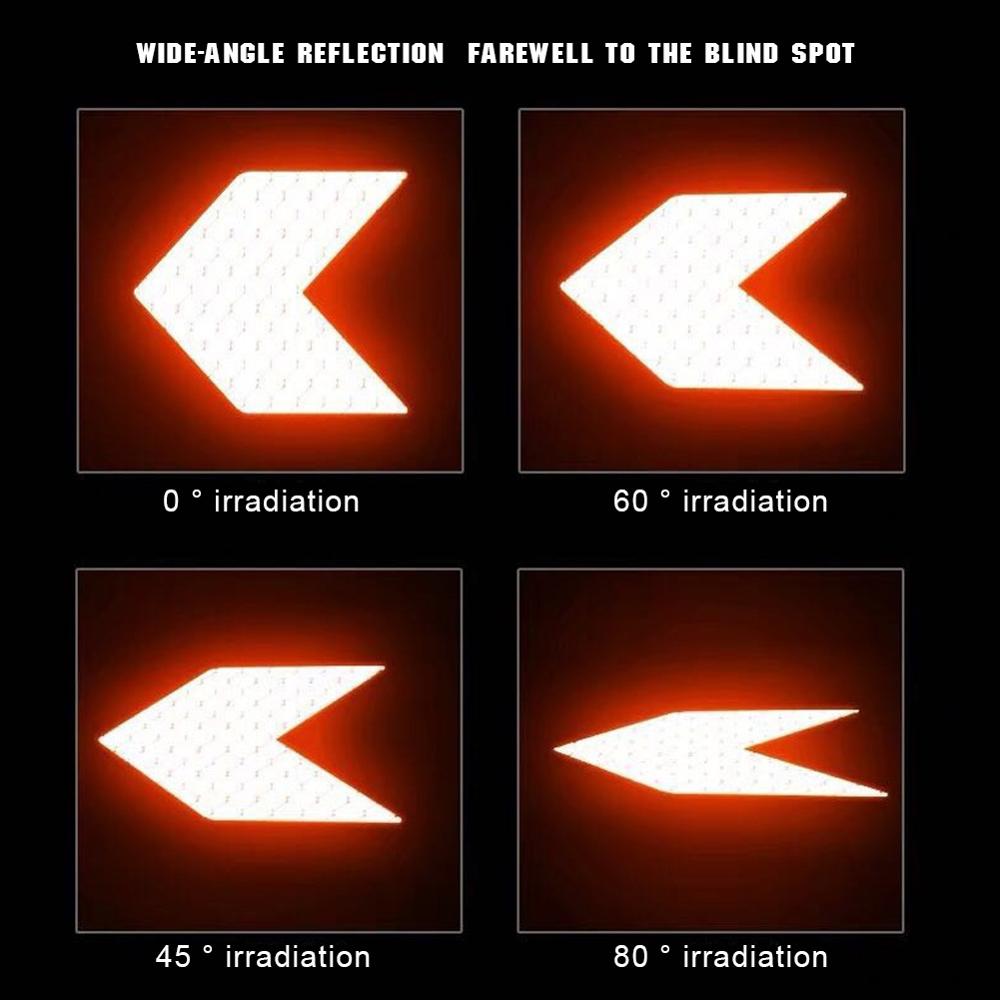 4PCS Car Warning Reflective Sticker Decals Luminous Sticker Traffic Safety Mark Arrows Pattern Motorcycle Auto Tail Bar Bumper