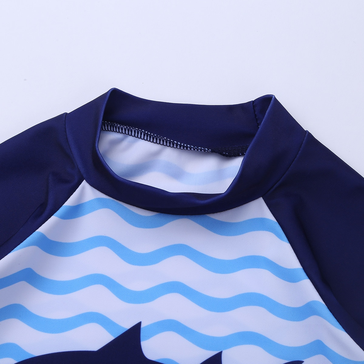 Oyolan 3 Stuks Kinderen Jongens Tankini Lange Mouwen Shark Patroon Badpak Set Tops Met Bodems Badmuts Set Badmode Badpak pak