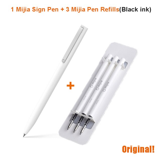 Originele 9.5mm Xiaomi Mijia Teken Pennen Ondertekening Pennen PREMEC Glad MiKuni Japan Inkt Zwitserland Refill voeg Mijia Pennen Zwart refill: 1 Pen and 3 Refills