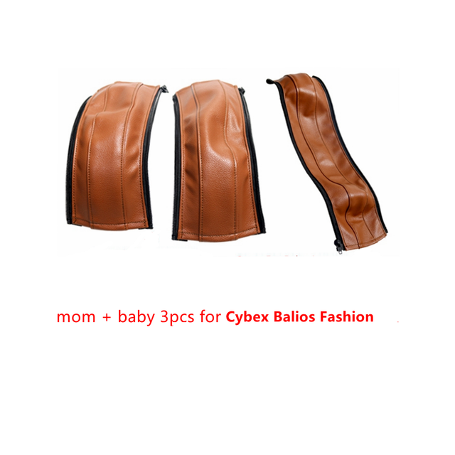Housses de poignée en cuir pour bébé, adaptées à Cybex Balios, accessoires de poussette , housse d&#39;accoudoir: mombaby 3pcs brown