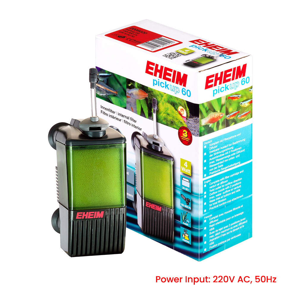 EHEIM Pickup 45/60/160/220 Filtro interno de agua de acuario silencioso compacto para pequeños tanques de peces de agua dulce y salada: S / Verde