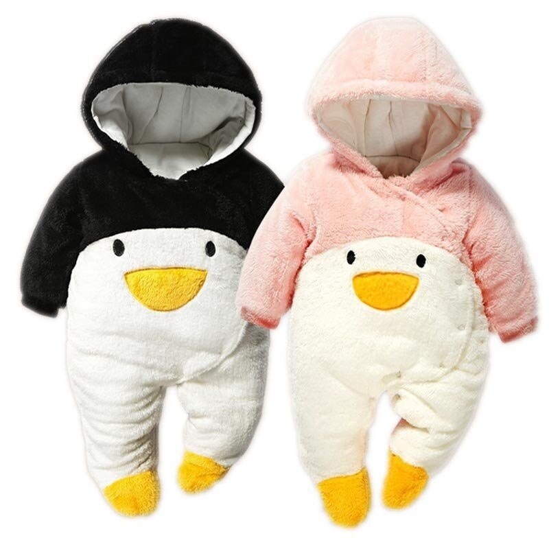 Baby Autumn and Winter Warm Long Sleeve Cute Romper Children's Clothing Newborn Penguin Winter Outer Rompers Baby Sleeper