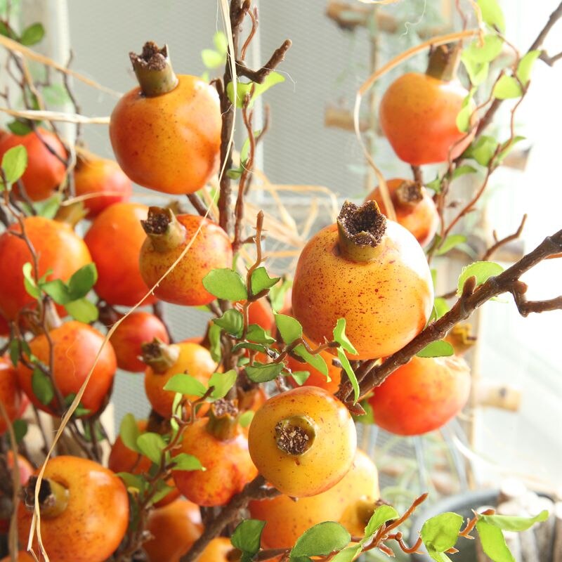 6 cabezas de ramas de Granada flores artificiales de frutas de espuma plantas decoración de balcón arreglo de flores