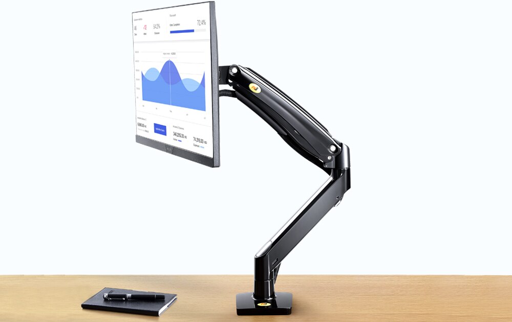 NB F100A Gas Spring Arm 22-35 inch Screen Desktop Monitor Holder 360 Rotate 3-12kgs Monitor Mount Arm with USB 3.0 Port: Black