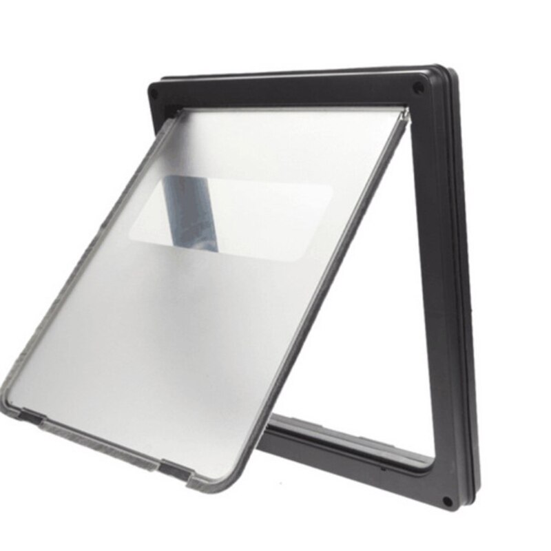 Ferme automatiquement la porte intérieure extérieure pour chien et chat, fournitures pour animaux de compagnie, plastique ABS résistant aux intempéries, rabat de sécurité verrouillable: Black