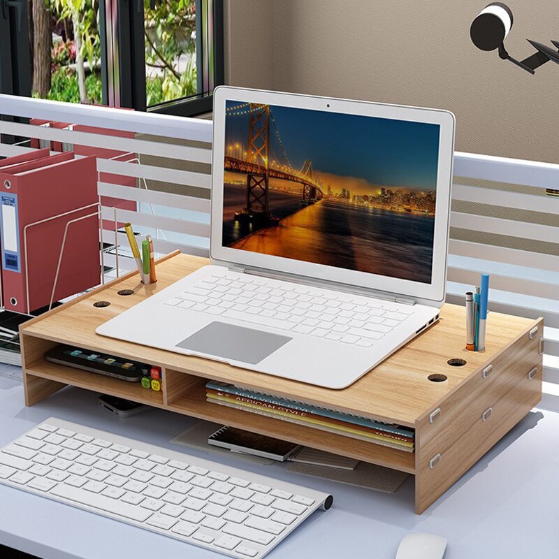 Portable Notebook Holder Stand with Drawer Storage Organizer Laptop Bracket Heightening Rack WHShopping