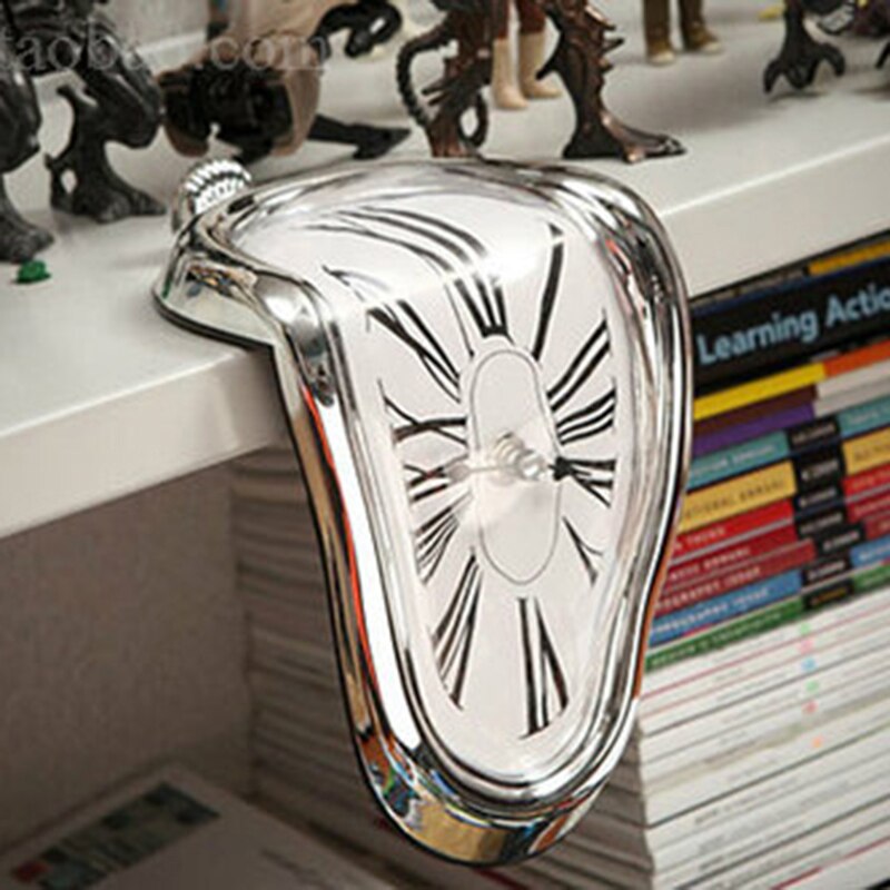 Horloge murale déformée créative de Style Salvador Dali, horloge murale à aiguille à Quartz blanche/noire/or, décoration de maison