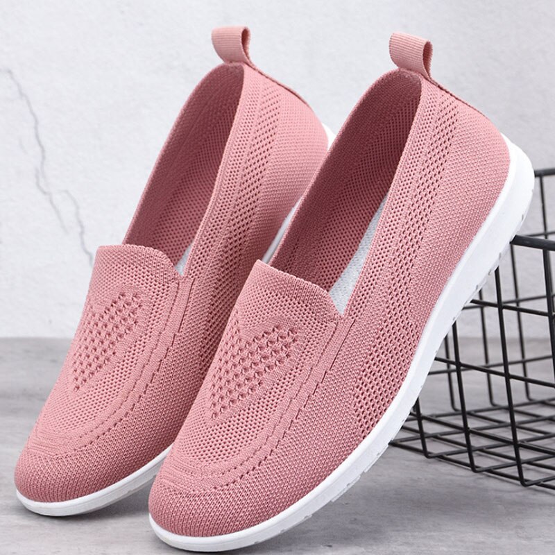 Mocassins en coton tricoté, confortables, à enfiler, chaussures de luxe, ballerine, chaussures âgées, automne chaussures pour dames