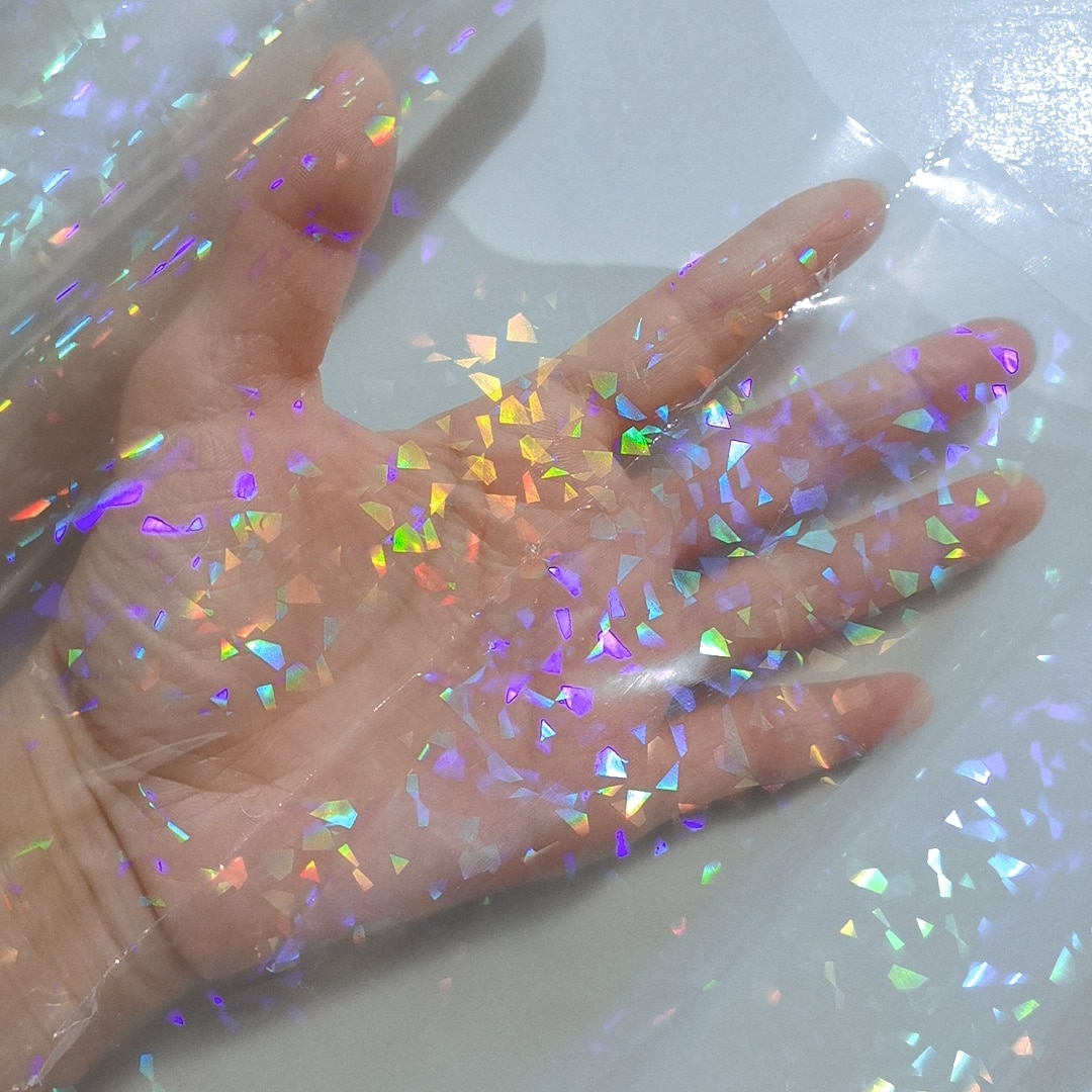 Broken Glasses Holographic Plain Transparent Stamping Foil On Paper or Plastic (21cm)8.4&quot; X 120m/Lot DIY Package Box: Default Title