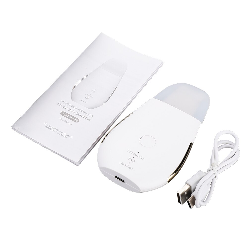 Ultrasonic Scrubber Deep Cleansing Skin Scrubber Face Cleansing Shovel Exfoliating Skin Scraper Peeling Facial Lifting Peeling: With Opp Bag