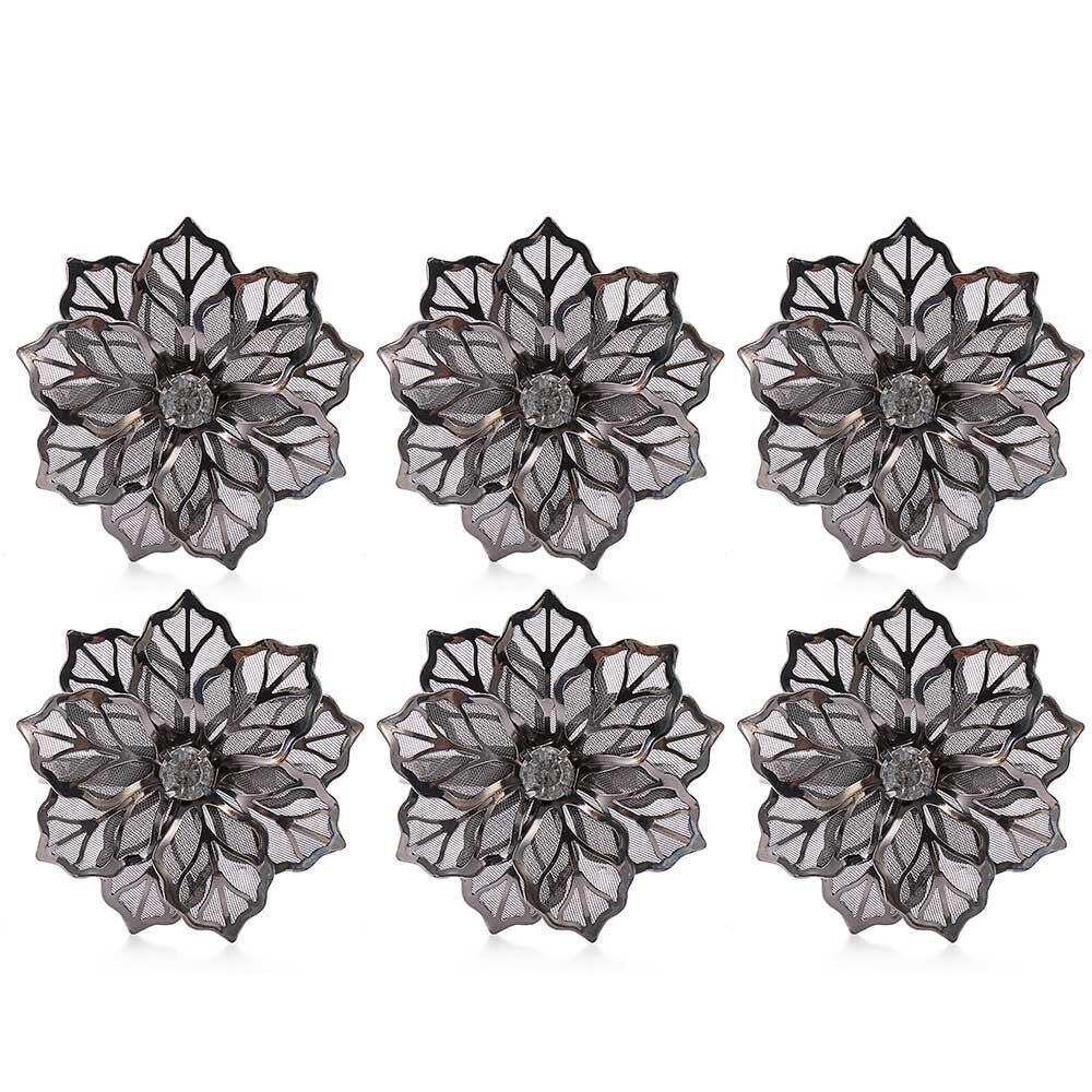 Restaurant Kitchen Gadgets Party Supplies Christmas Ornament Napkin Buckle Napkin Rings Table Decoration Towel Holder: black-6PCS