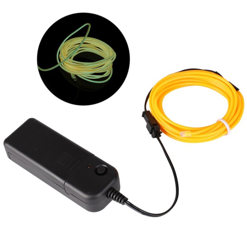 1m el tråd maske vandtæt led strip lys neon lys glød lys line reb rør kabel til fest kostumer glødende maske: Fluorescerende gul