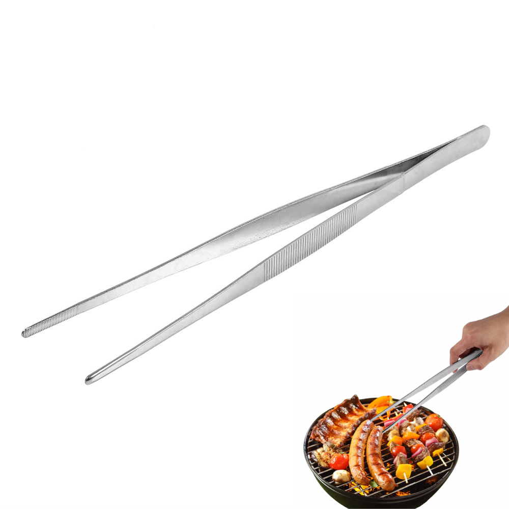 30cm Barbecue Pincet Lange Voedseltangen Straight Clip Roestvrij Staal Thee Pincet Buffet Restaurant Tool