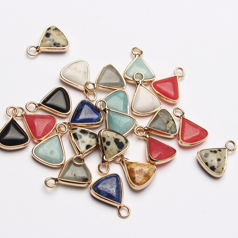 Natural Stone Charms Mini Triangle Birthstone Pendant Charms 11*15mm 2pcs/lot For DIY Jewelry Making Accessories