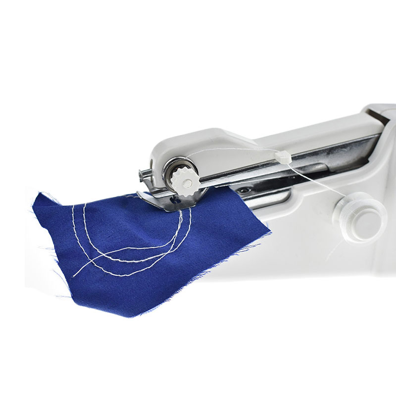 Hand Sewing Machine Kit Portable Handheld Electric Handy Stitch Household Needlework Cordless Small White DIY Cloth Fabric