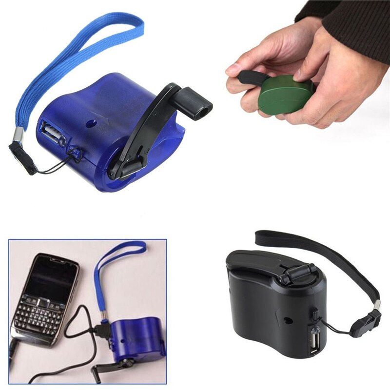 Chorro de cargador de emergencia DC 6V 300mA USB manivela Dinamo Manual teléfono celular para MP4 tableta del teléfono móvil fuente de alimentación al aire libre