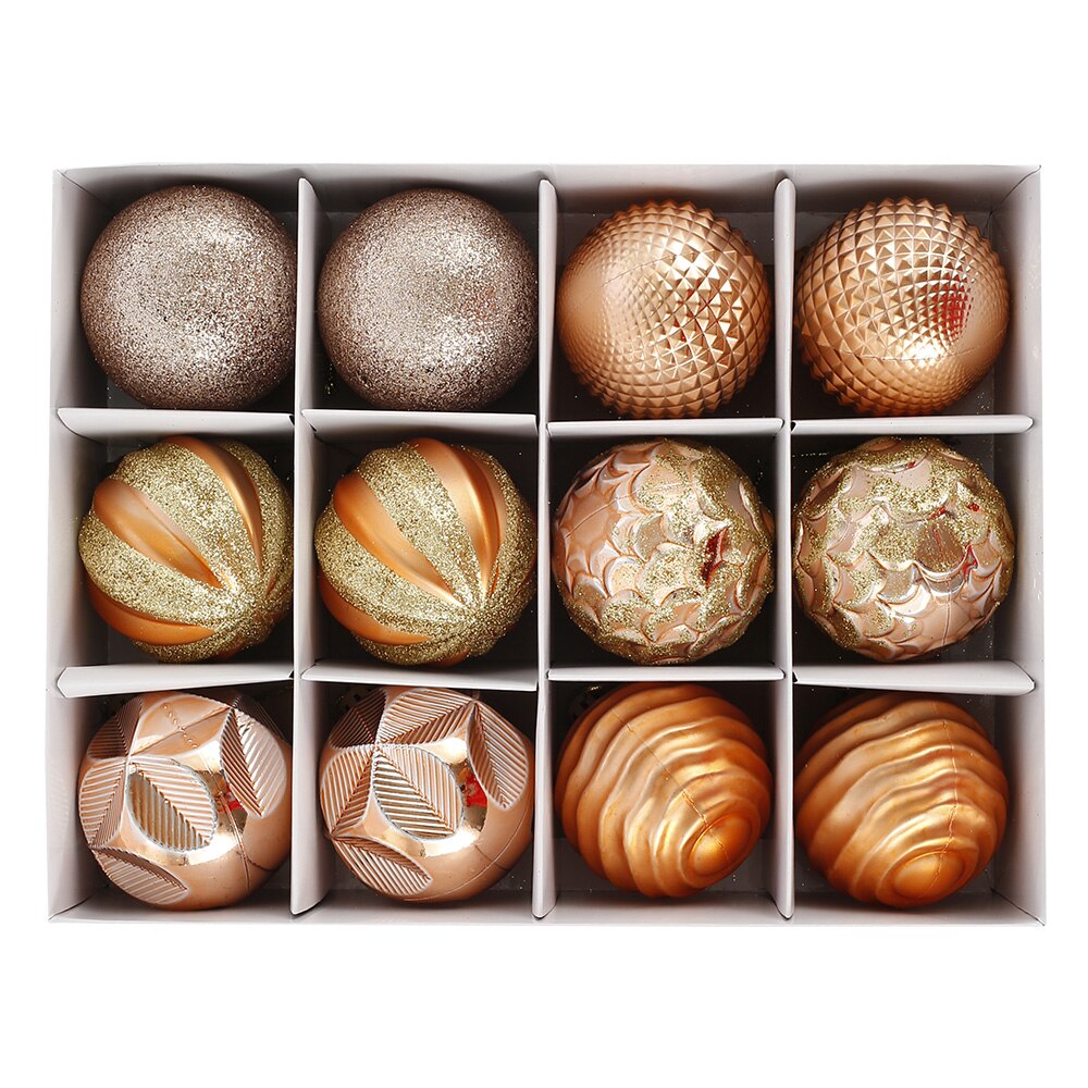 12pcs 6cm Luxury Christmas Tree Ornaments Balls Hanging Xmas Tree Decor Ball for Home Year Party: C