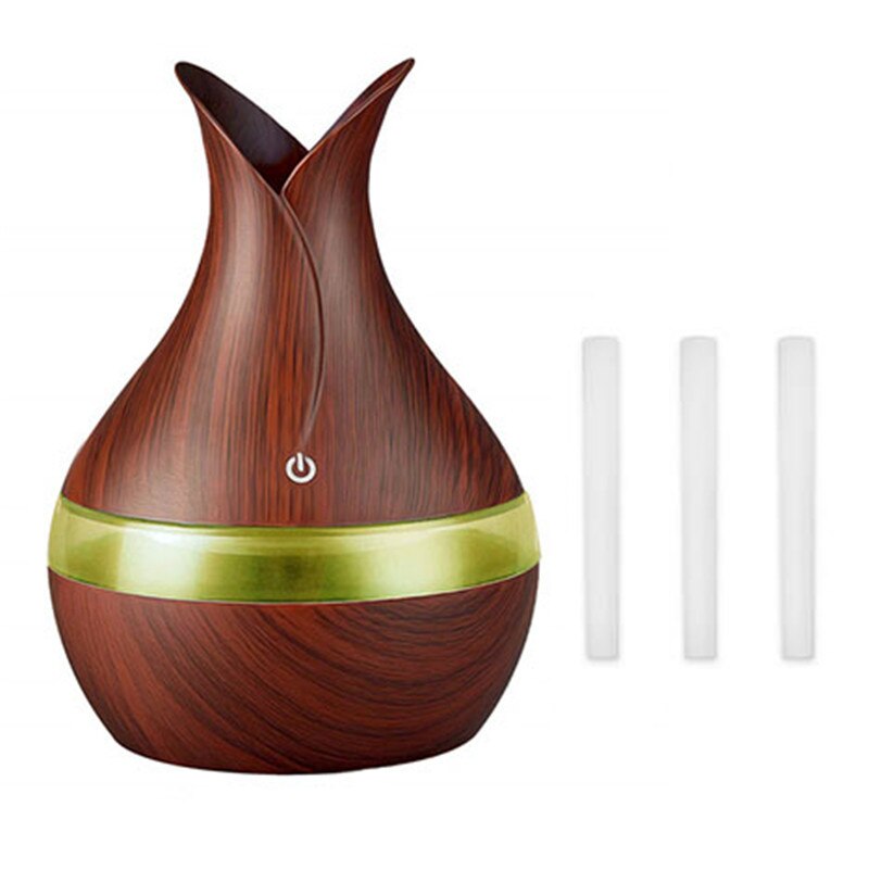 USB Wood Grain Essential Oil Diffuser 330ml Ultrasonic Humidifier Household Aroma Diffuser Aromatherapy Mist Maker with Light: B-5