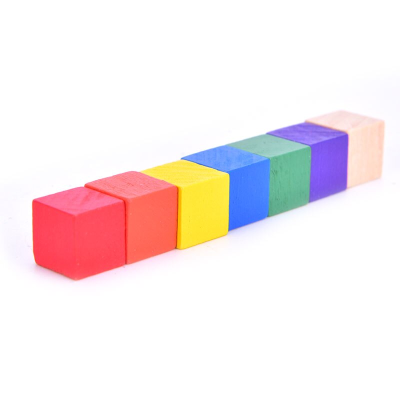 100Pcs 10Mm Hout Cubes Kleurrijke Dobbelstenen Schaakstukken Haakse Voor Token Puzzels Kids Kinderen Board Game Kubussen vroege Onderwijs