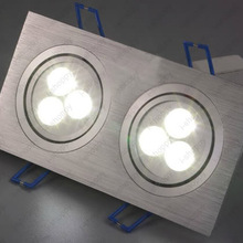 High Power 6W/10W/14W/18W/24W Rectangle LED Ceiling Light Fixture Dual-Head Lamp Dimmable/Not Living Room Silver Shell