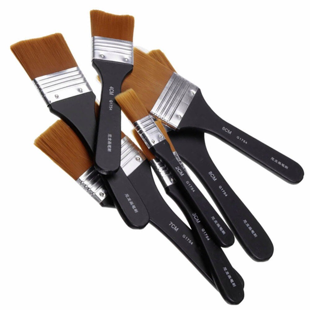 Pincel de nailon para artista, pincel plano para pintar al óleo, acuarela, pintura, 7 modelos, 1 unidad
