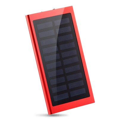 Solar Power Bank Portable Mobile Power Bank Fast Charging 30000mAh External Battery Smartphone LED Lighting Waterproof Battery: red