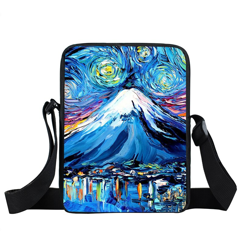 World Map / Oil Painting Landscape Mini Messenger Bag Women Handbag Ladies Shoulder Bag Portable Crossbody Bags Bookbag