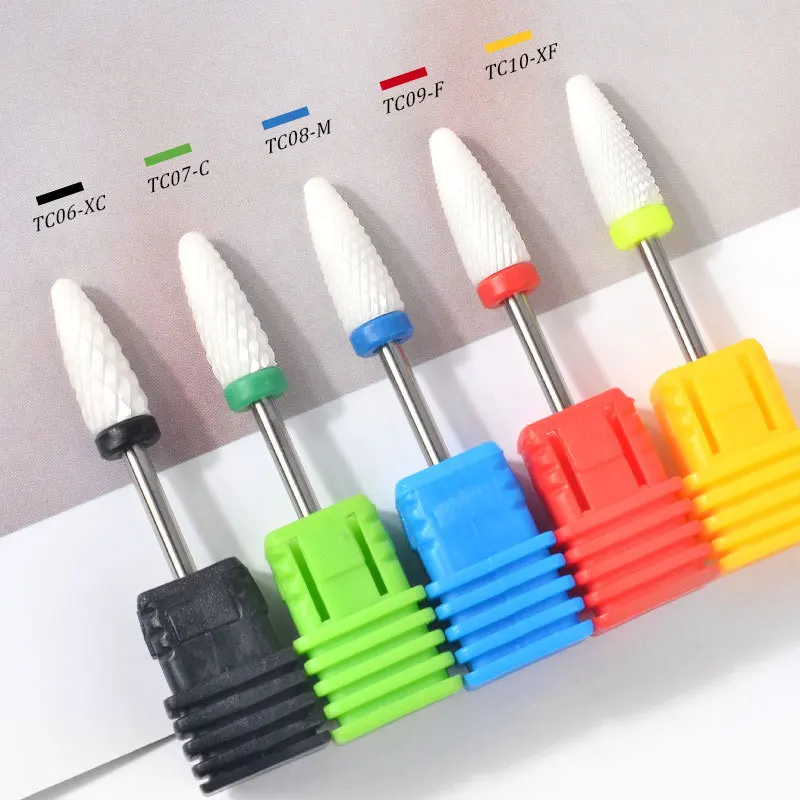 Brocas de cerámica para uñas, fresa, Lima, lima de uñas, cabeza de molienda, pulidor eléctrico de pedicura, pulidor de manicura, cutícula, herramientas de Arte de uñas limpias