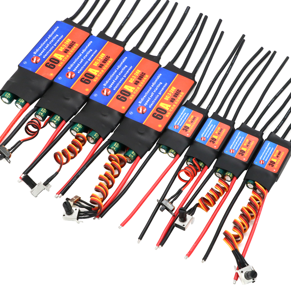 ZMR 2-6S 30A 60A ESC controlador de velocidad de regulación eléctrica sin escobillas de arranque automático bidireccional ESC para herramientas de bricolaje