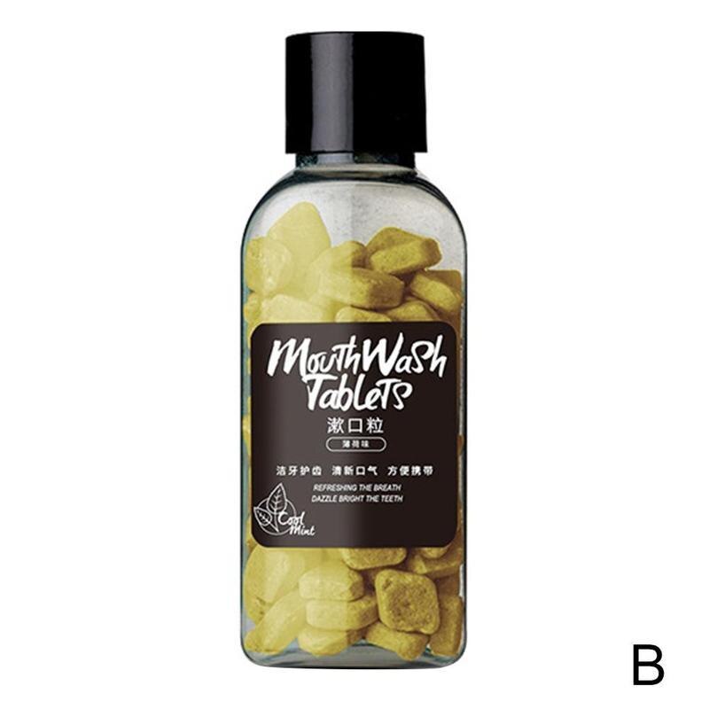 1bottle Toothpaste Tablets Teeth Whitening Charcoal Remove Smoke Stains Portable Scrub Toothpaste Dental Tablets: B